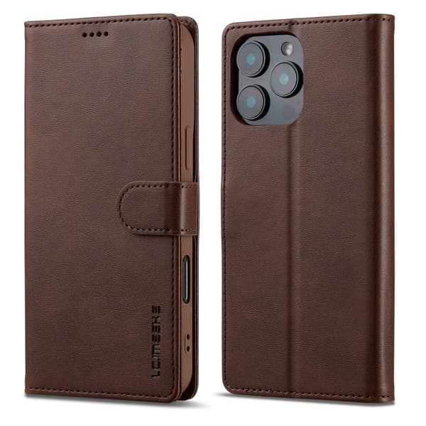 LC.IMEEKE Plånboksfodral iPhone 16 Pro Max - Mörkbrun