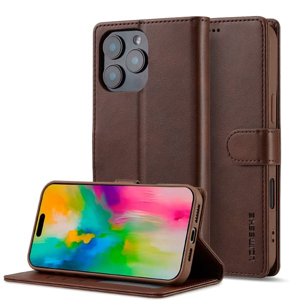 LC.IMEEKE Plånboksfodral iPhone 16 Pro Max - Mörkbrun