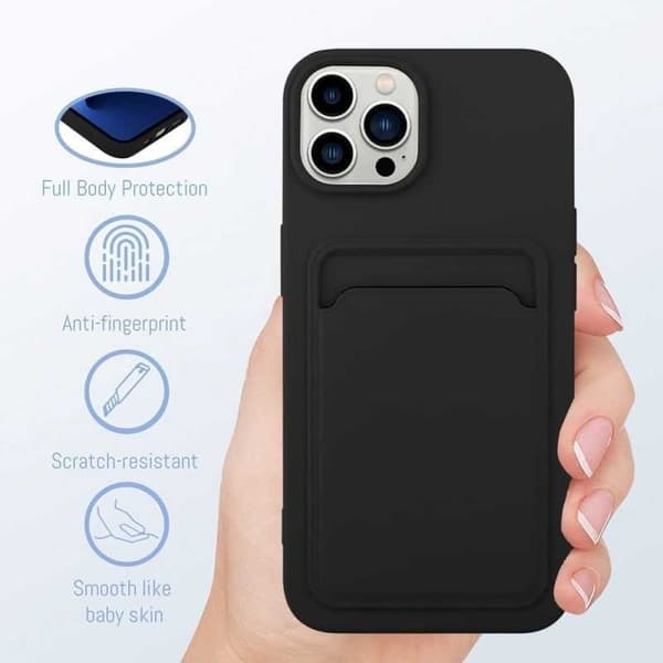 iPhone 16 Pro Max Gummibelagd Stöttåligt Skal med Kortfack Liquid
