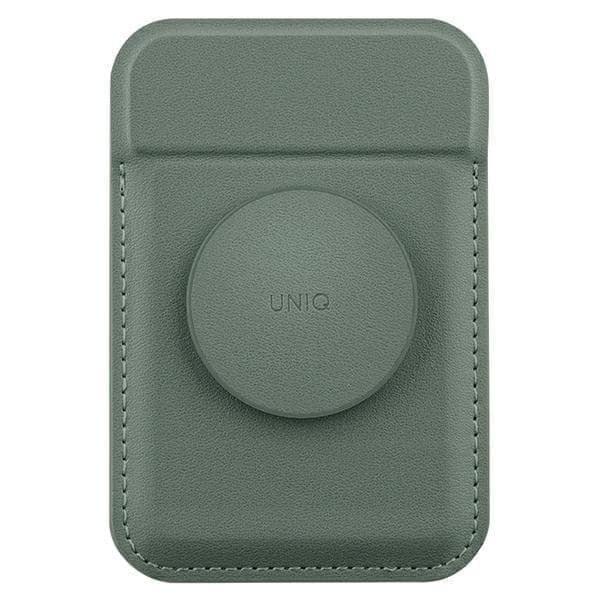 UNIQ Flixa magneettikorttilompakko jalustalla vihreä/jäkälänvihreä MagSafe