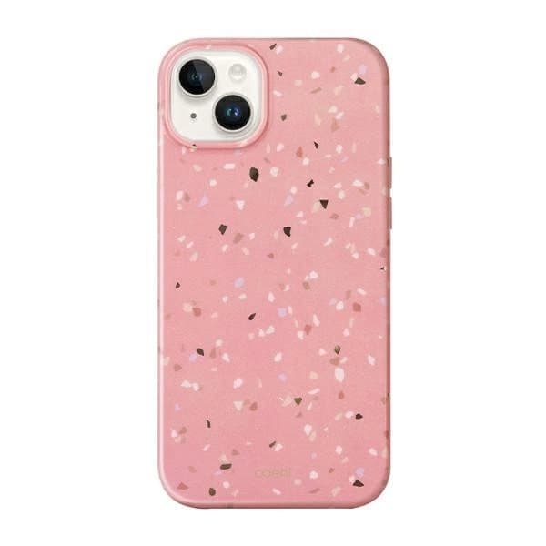 Uniq Coehl Terrazzo suojakuori iPhone 14 Plus pinkille/korallinpunaiselle