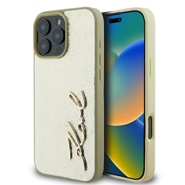 Karl Lagerfeld KLHCP16LPFMFBKMD iPhone 16 Pro 6,3" kulta/kulta kova kotelo Metal Signature