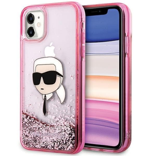 Karl Lagerfeld KLHCN61LNKHCP iPhone 11/ XR pinkki/vaaleanpunainen kovakotelo Glitter Karl Head