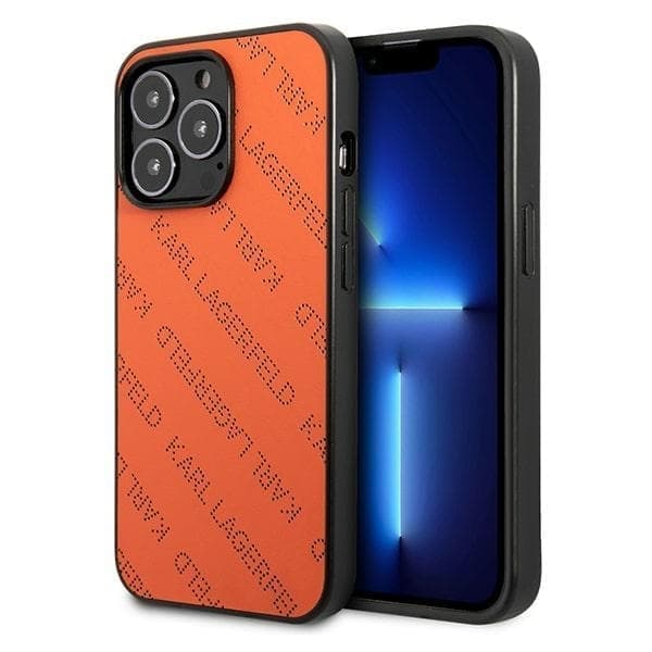 Karl Lagerfeld KLHCP13LPTLO iPhone 13 Pro / 13 6,1" kova kotelo oranssi/oranssi rei'itetty allover