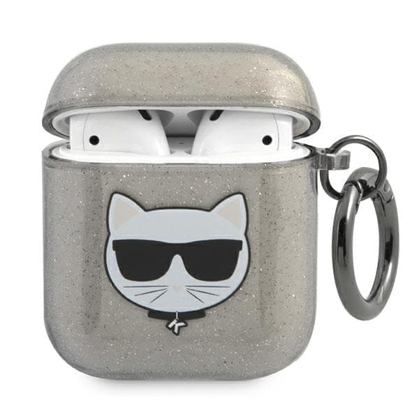 Karl Lagerfeld KLA2UCHGK AirPods 1/2 kansi musta/musta Glitter Choupette