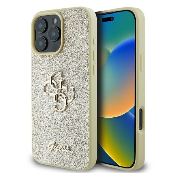 Guess GUHCP16LHG4SGD iPhone 16 Pro 6,3" kulta/kultainen kovakotelo Fixed Glitter Big 4G