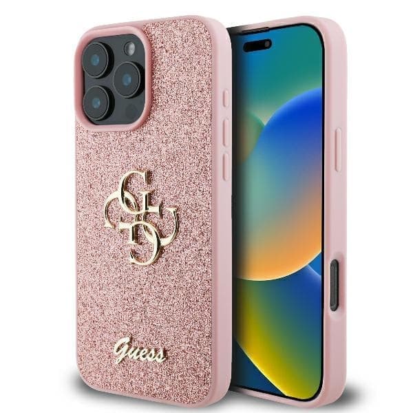 Guess GUHCP16LHG4SGP iPhone 16 Pro 6,3" pinkki/vaaleanpunainen kovakotelo Fixed Glitter Big 4G