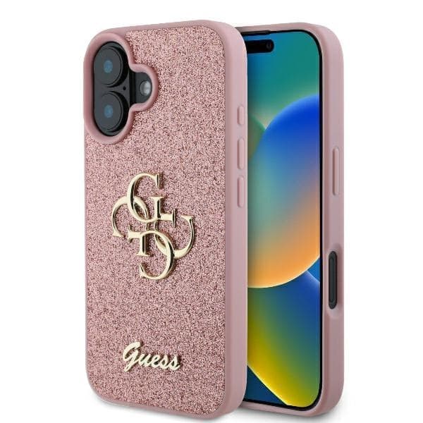 Guess GUHCP16SHG4SGP iPhone 16 6,1" pinkki/vaaleanpunainen kovakotelo Fixed Glitter Big 4G