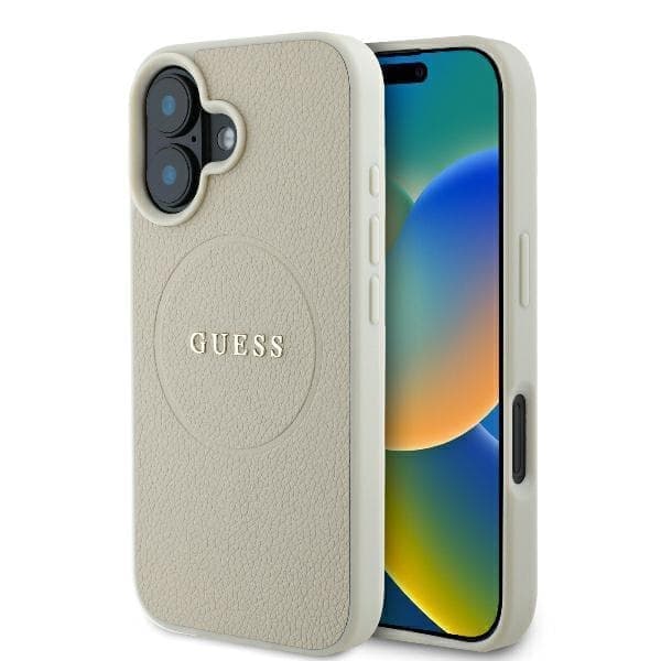Guess GUHMP16SPGHSMME iPhone 16 6,1" beige/beige kovakotelo, Graine Ring MagSafe