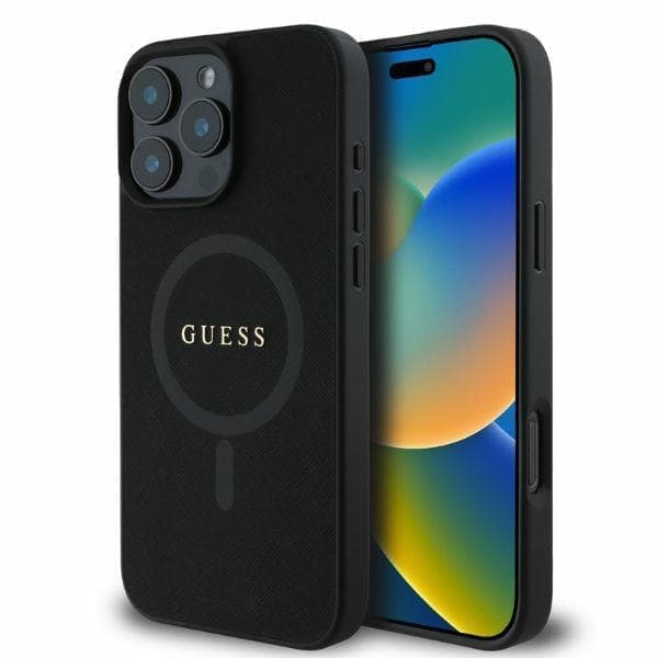 Guess GUHMP16XPSAHMCK iPhone 16 Pro Max 6,9" musta/musta kovakotelo Saffiano Classic Logo MagSafe