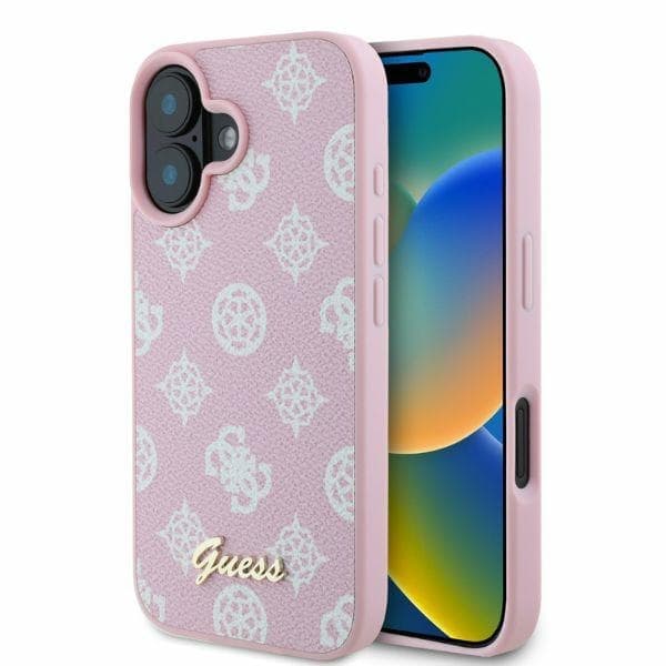 Guess GUHMP16SPGPYSP iPhone 16 6,1" vaaleanpunainen/vaaleanpunainen kovakotelo Peony Script MagSafe
