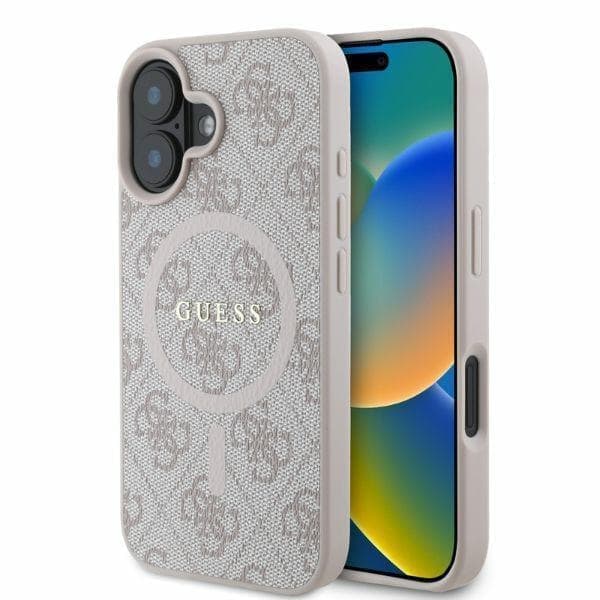 Guess GUHMP16SG4GFRP iPhone 16 6,1" pinkki/vaaleanpunainen kovakotelo 4G Ring Classic Logo MagSafe