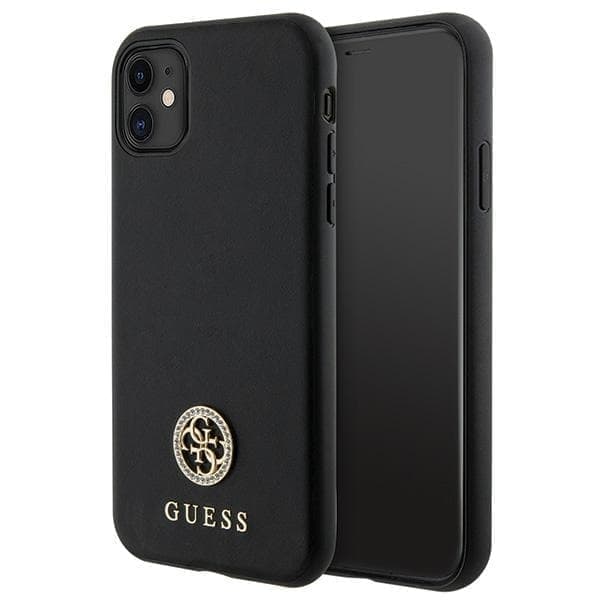 Guess GUHCN61PS4DGPK iPhone 11 / Xr 6,1" musta/musta kovakotelo Strass Metal Logo