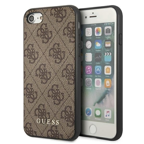 Guess GUHCI8G4GFBR iPhone SE 2022 / 2020 / 7 / 8 ruskea/ruskea kova kotelo 4G Metal Gold Logo