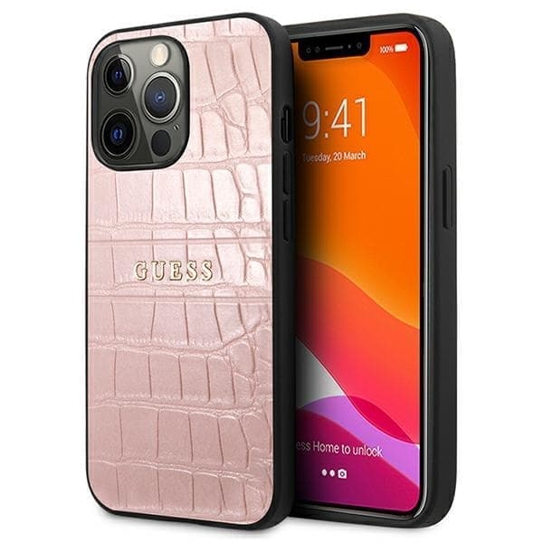 Guess GUHCP13LPCRBPI iPhone 13 Pro / 13 6,1" pinkki/pinkki Croco Strap Collection