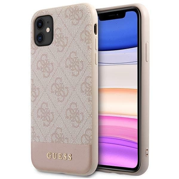 Guess GUHCN61G4GLPI iPhone 11 / Xr 6,1" pinkki/pinkki kova kotelo 4G Stripe Collection