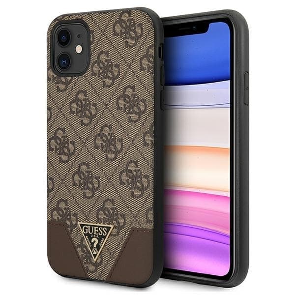 Guess GUHCN61PU4GHBR iPhone 11 6,1" / Xr 6,1" ruskea/ruskea kovakotelo 4G Triangle Collection