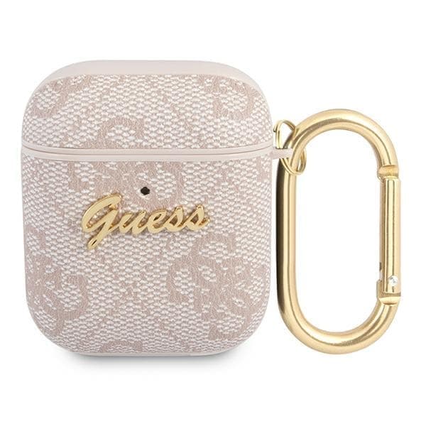 Guess GUA24GSMP AirPods 1/2 kansi vaaleanpunainen/vaaleanpunainen 4G Script Metal Collection