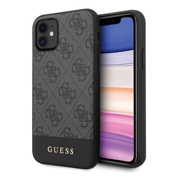 Guess GUHCN61G4GLGR iPhone 11 6,1" / Xr harmaa/harmaa kova kotelo 4G Stripe Collection