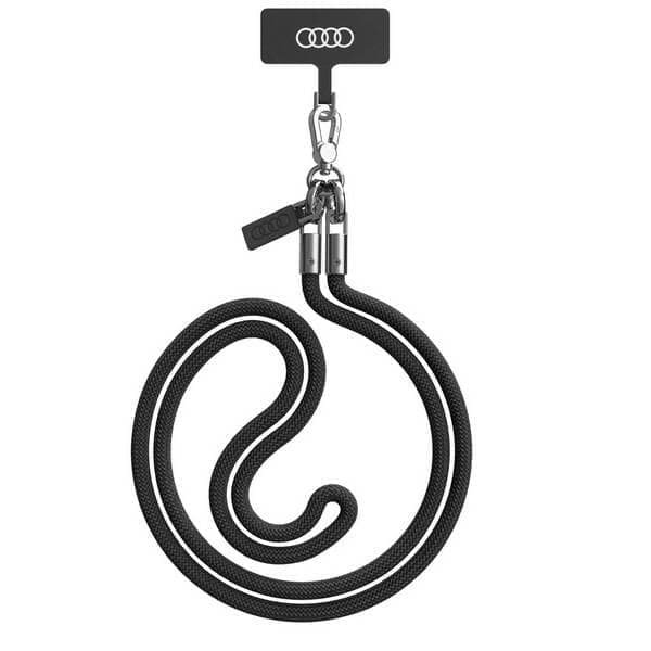 Audi universaali puhelimen kaulanauha 120cm 6mm crossbody musta/musta AU-CBL8-R8/D1-BK