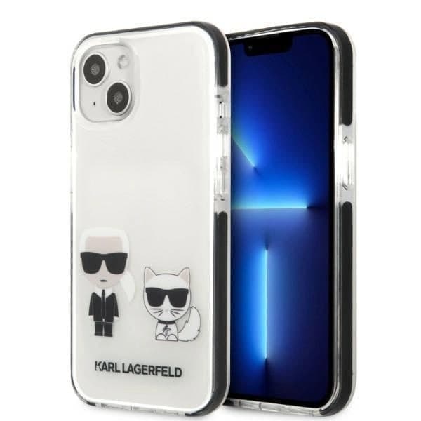 Karl Lagerfeld KLHCP13STPEKCW kotelo iPhone 13 mini kovakotelolle - valkoinen Karl&Choupette