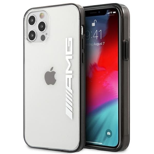 AMG AMHCP12LAESLBK iPhone 12 Pro Max läpinäkyvä kova kotelo, metallinen maalattu