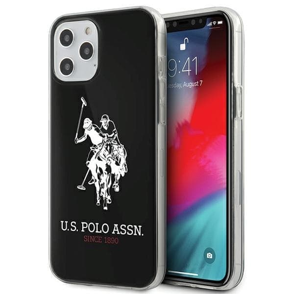 US Polo USHCP12MTPUHRBK iPhone 12/12 Pro 6,1" musta/musta kiiltävä iso logo