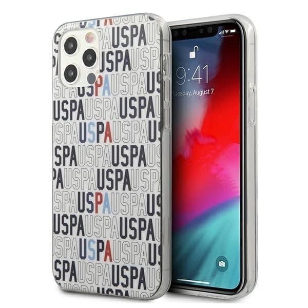 USA:n tapaus Polo Assn. Mania Collection -logo iPhone 12:lle / iPhone 12 Prolle - valkoinen