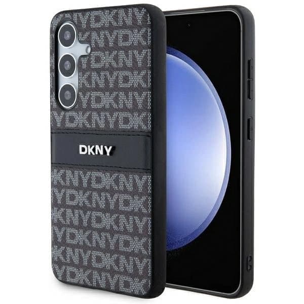 DKNY Nahkainen Mono Stripe & Metal Logo -kuori Samsung Galaxy S24+:lle - musta