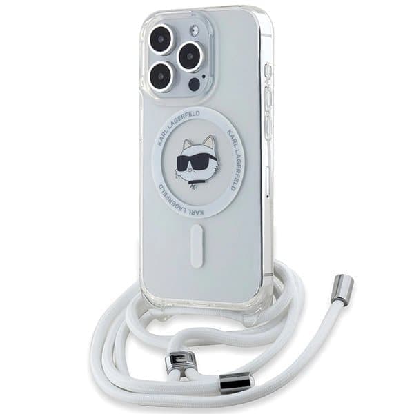 Karl Lagerfeld IML Choupette Head&Cord MagSafe kotelo iPhone 15 Pro Maxille - läpinäkyvä