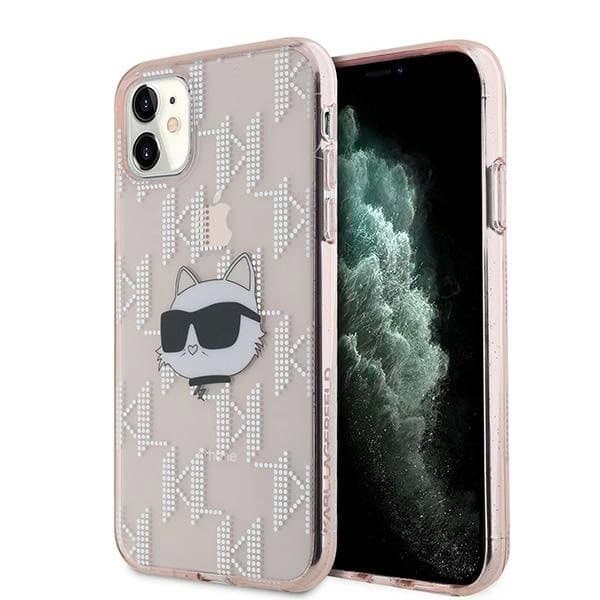 Karl Lagerfeld IML Choupette Head & Monogram -kotelo iPhone 11 / Xr:lle - pinkki