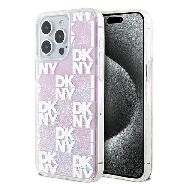 DKNY Liquid Glitter Multilogo suojakuori iPhone 15 Pro Maxille - pinkki