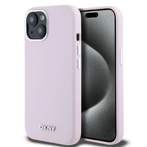 DKNY Liquid Silicone Small Metal Logo MagSafe Case iPhonelle 14.15.13 - Vaaleanpunainen