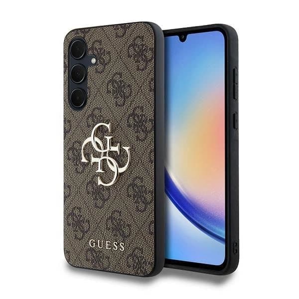 Guess 4G Big Metal Logo -kuori Samsung Galaxy A35:lle - ruskea