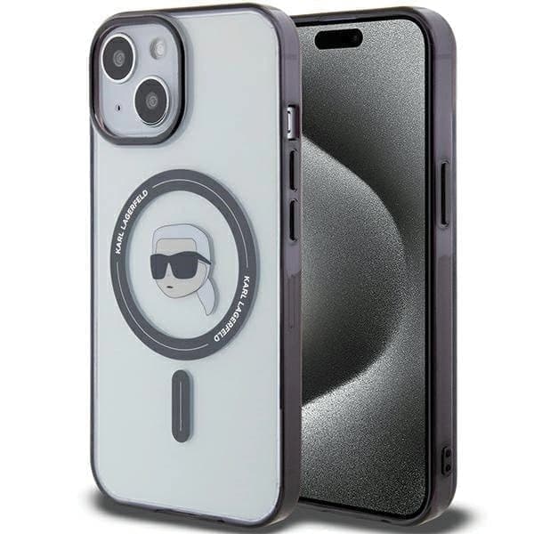 Karl Lagerfeld KLHMP15SHKHNOTK iPhone 15 6.1 läpinäkyvä kovakotelo IML Karl`s Head MagSafe