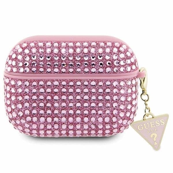 Guess GUAPHDGTPP kotelo AirPods Prolle - vaaleanpunainen Rhinestone Triangle Charm