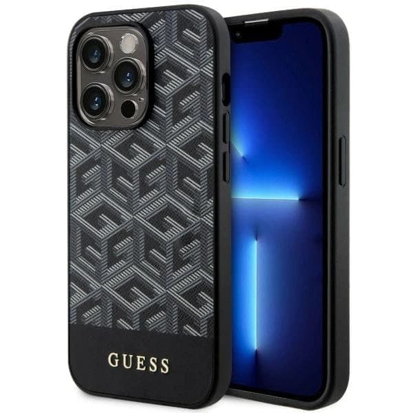Guess GUHMP14LHGCFSEK kuori iPhone 14 Prolle - musta GCube Stripes MagSafe