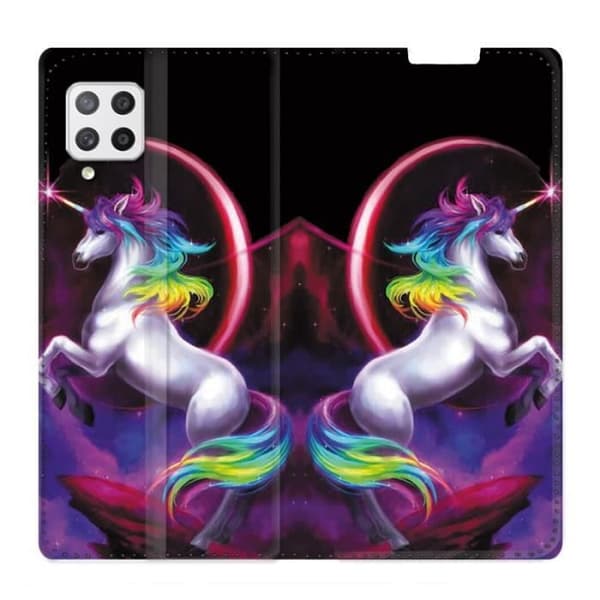 Plånbok Läderfodral För Samsung Galaxy A12 Unicorn Rainbow One Size