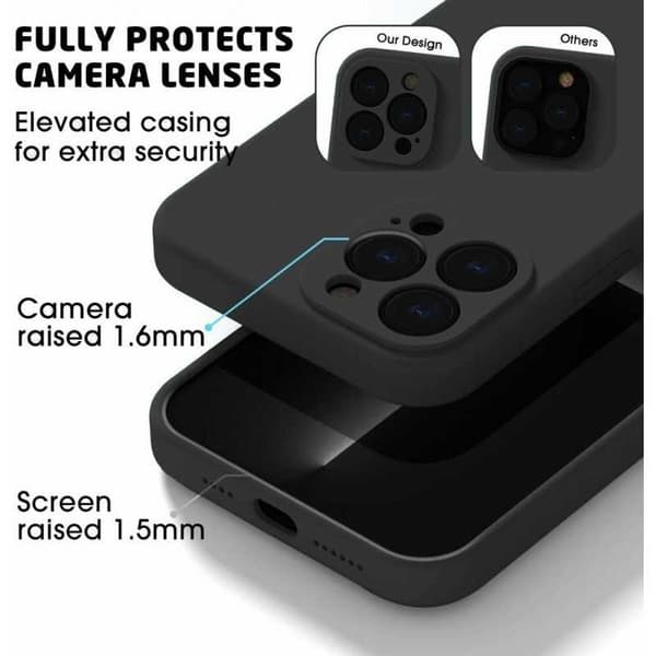 iPhone 16 Pro Gummibelagd Mattsvart Skal Kameraskydd Liquid - Svart