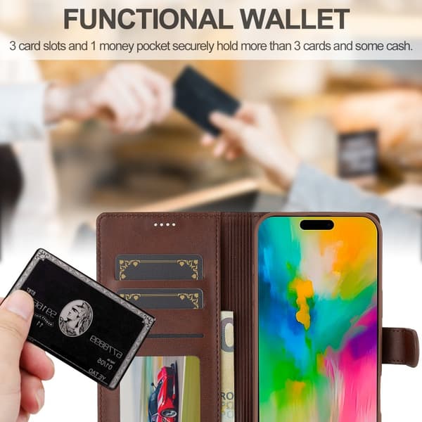 LC.IMEEKE Plånboksfodral iPhone 16 Pro - Mörkbrun