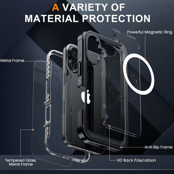 iPhone 16 Plus Heltäckande Magsafe Premium 3D Skal 3in1 ThreeSixty