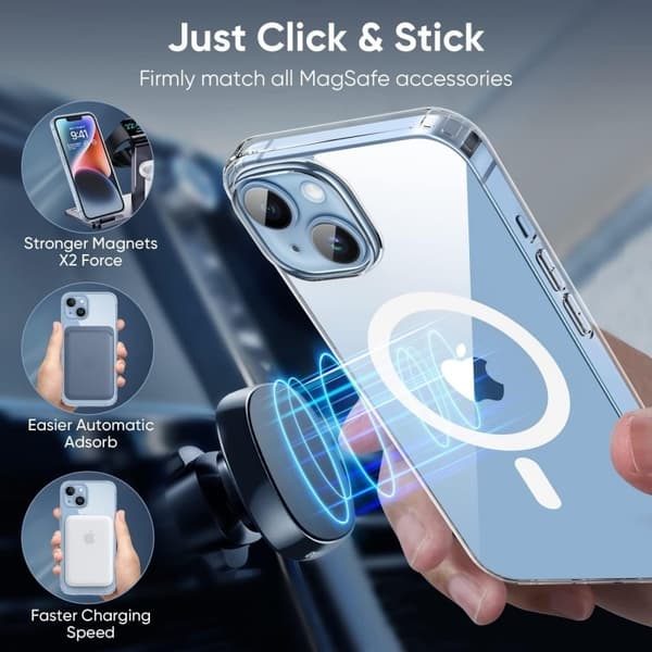 iPhone 16 Transparent Stötdämpande Skal MagSafe-Kompatibelt