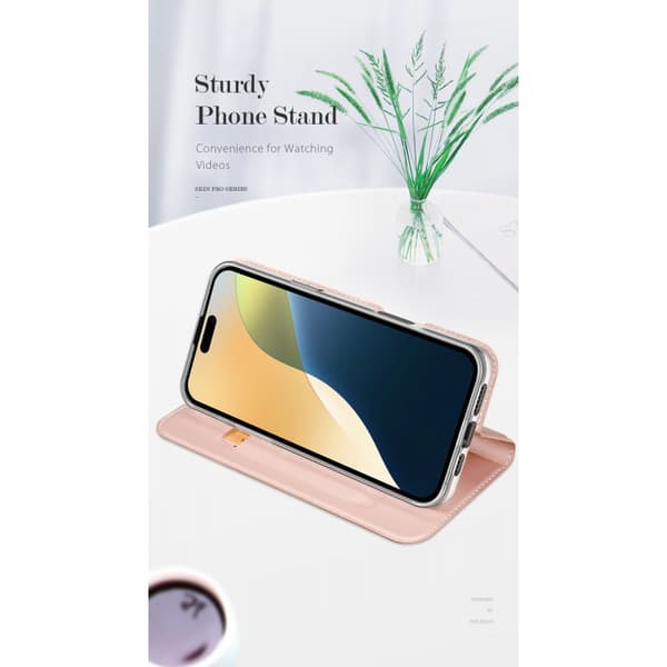 iPhone 16 Dux Ducis Skin Pro Flipfodral med Kortfack - Roseguld