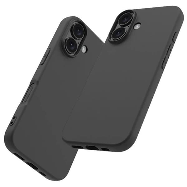iPhone 16 Gummibelagd Mattsvart Skal Kameraskydd Liquid - Svart
