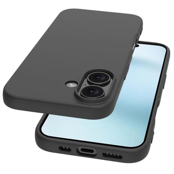 iPhone 16 Gummibelagd Mattsvart Skal Kameraskydd Liquid - Svart