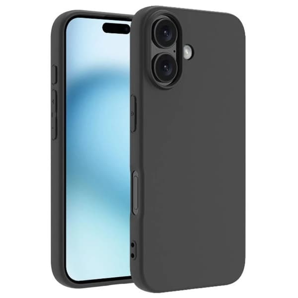 iPhone 16 Gummibelagd Mattsvart Skal Kameraskydd Liquid - Svart