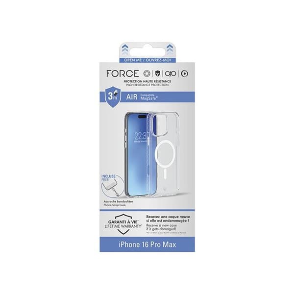Forcecase-förstärkt fodral MagSafe-kompatibelt för iPhone 16 Pro Max Transparent