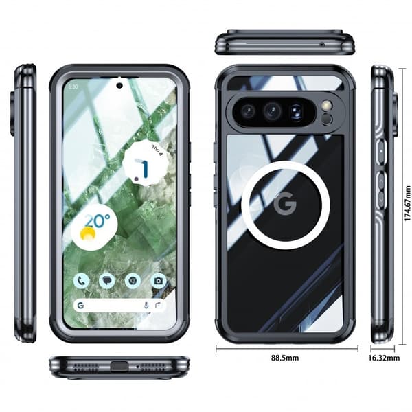 Google Pixel 9 Pro XL Transparent Stötdämpande Skal MagSafe-Kompatibelt