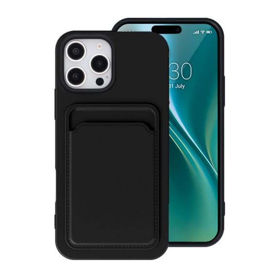 iPhone 16 Pro Silikonskal med Korthållare – Svart