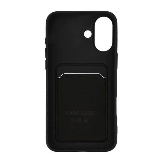 iPhone 16 Plus Silikonskal med Korthållare – Svart